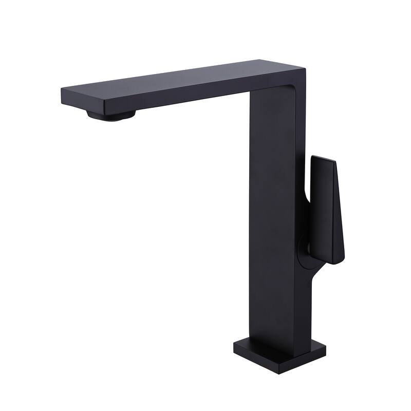 Single Handle Single Hole Deck Mounted Modern Bathroom Faucet - Matte Black