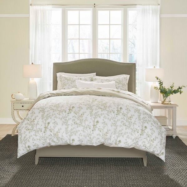 Laura Ashley Lindy Cotton Green Duvet Cover Set On Sale Overstock