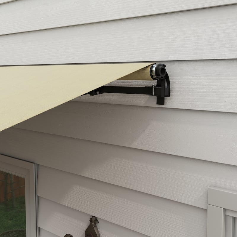 Outsunny 12' x 10' Retractable Awning, Patio Awning Sunshade Shelter with Manual Crank Handle, 280gsm UV Resistant Fabric