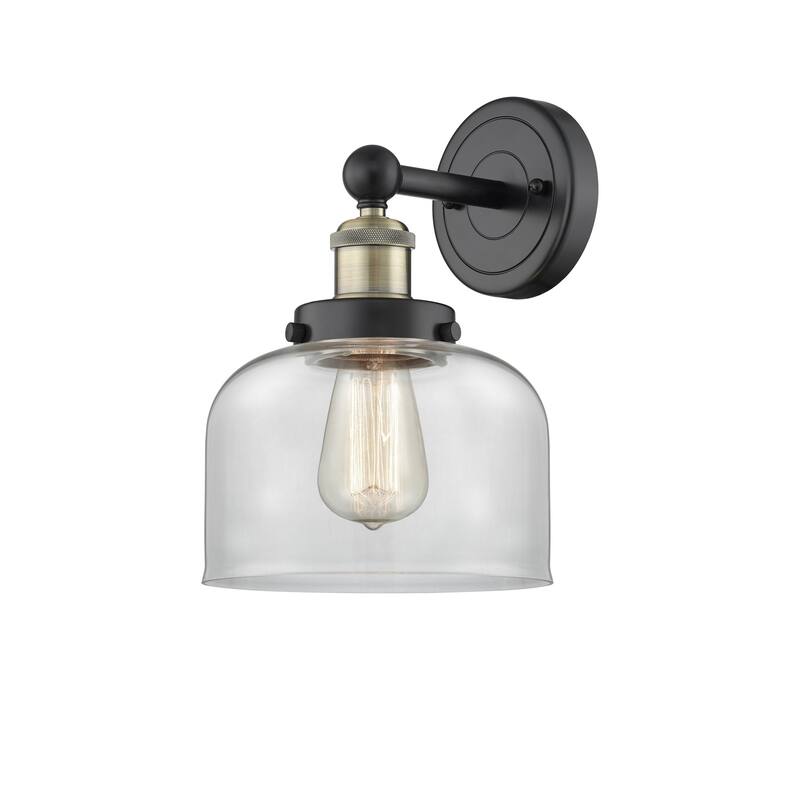 Innovations Lighting 616-1W-10-7-L Bell Sconce Bell 10" Tall Wall - Black Antique Brass / Clear