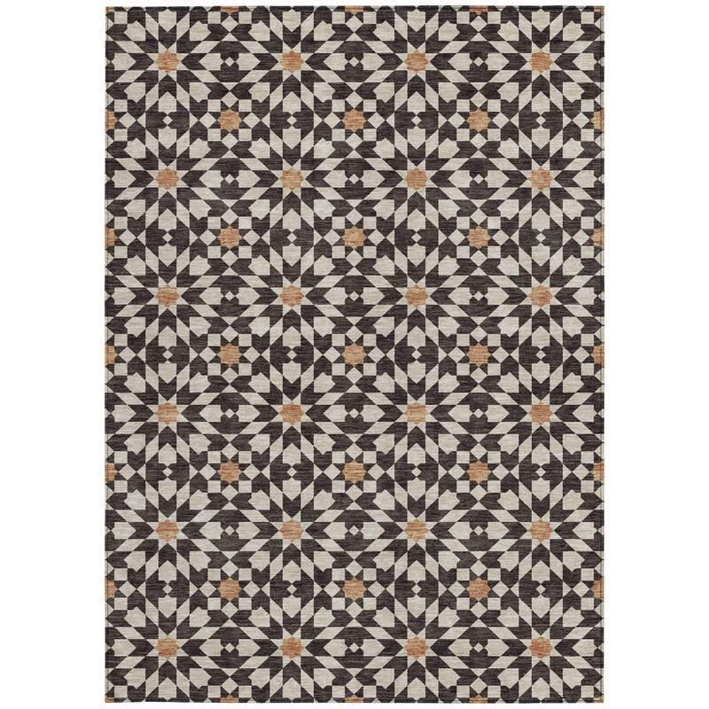 HomeRoots Floral Medallion Transitional Rectangle Outdoor Rug