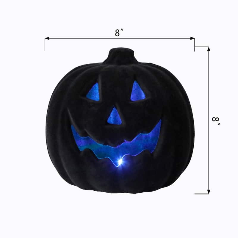 8" Flocked Pumpkin,Led