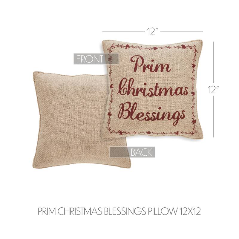 Gable Prim Christmas Blessings Pillow 12x12 - Bed Bath & Beyond - 39064160