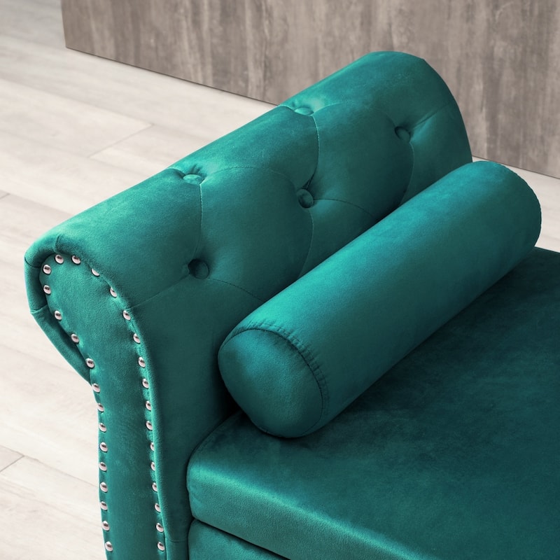 63" Velvet Multifunctional Storage Rectangular Sofa Stool