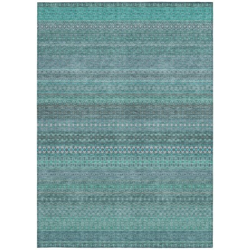 Almove Stripe Weather Resistant Blended Style Outdoor Rug