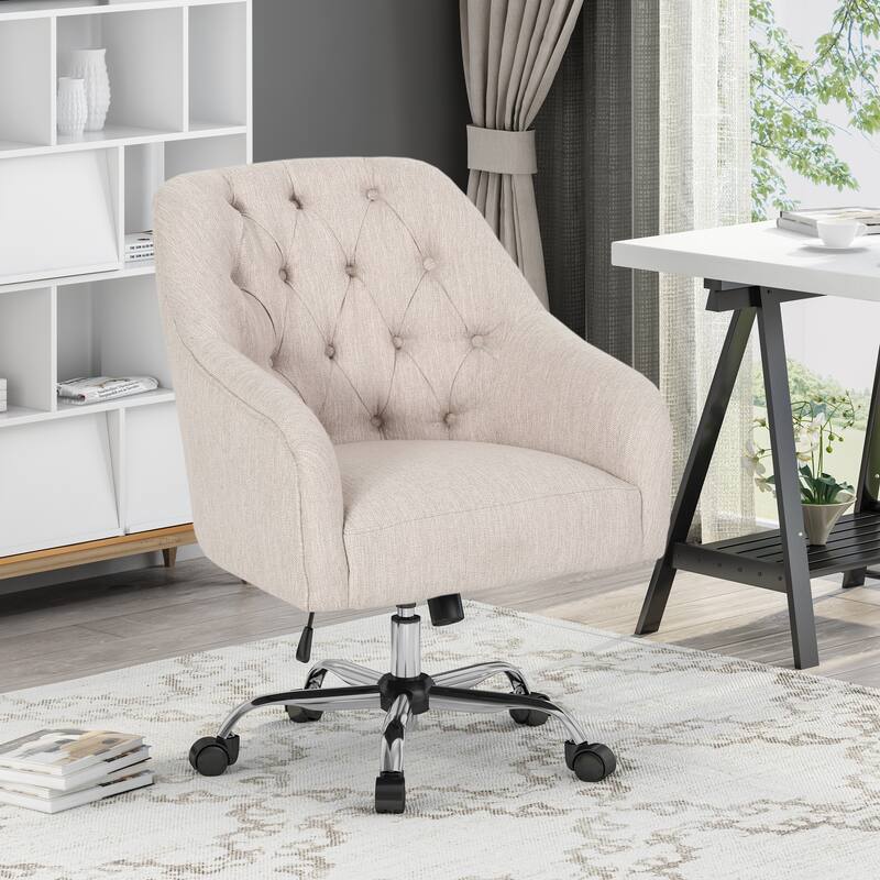 Button Tufted Diamond Stitching Office Chair Modern Swivel Chair with Upholstered Seat and Adjustable Height, for Office