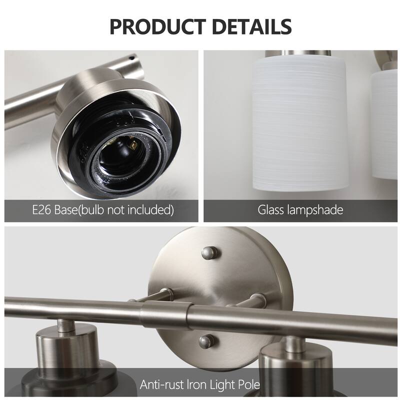 52" Modern 8-Light Vanity Wall Sconce,with Frosted Glass Shades for Bathroom or Hallway Lighting (No Bulbs)