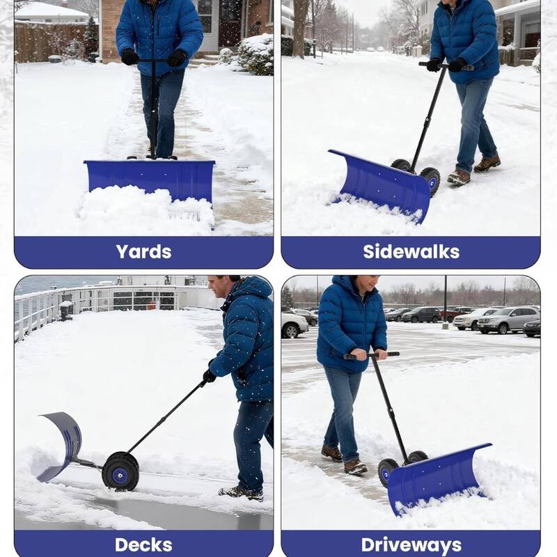 Heavy Duty Single Rod 36-Inch Steel Snow Shovel Plow for Driveways, Sidewalks, Yards