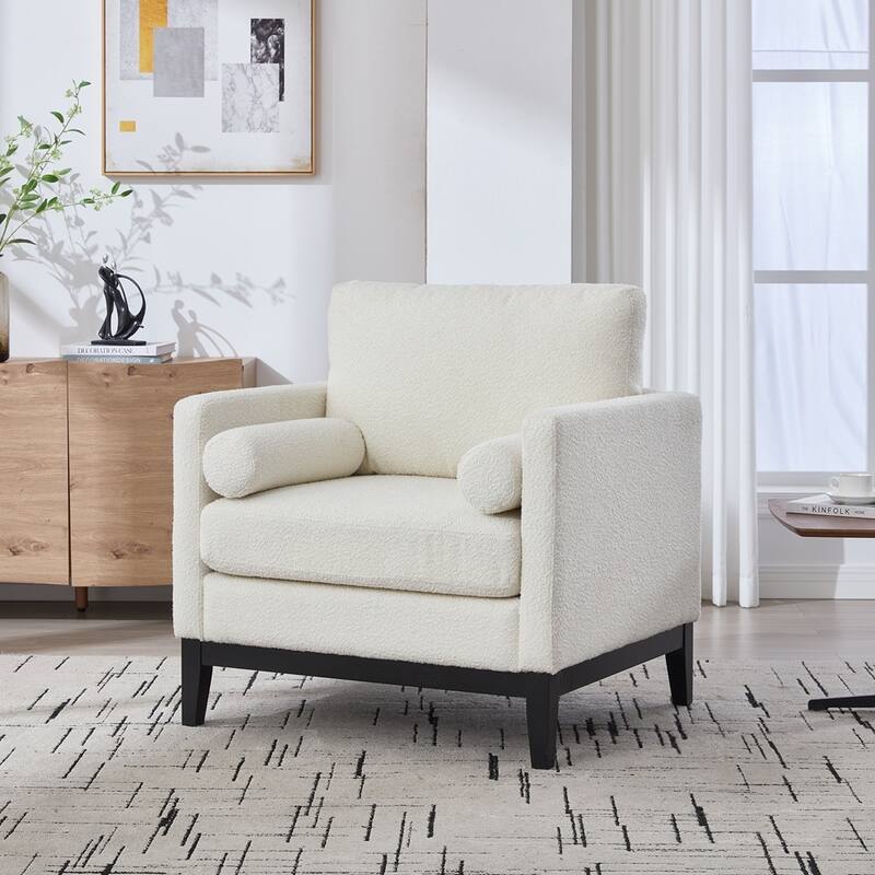 35.4 "Wide Modern Farmhouse Accent Chair with Natural Wood Legs