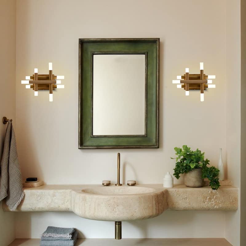 Bella Depot Wall Light Farmhouse Dimmable LED Sconce with Remote 13" x12"