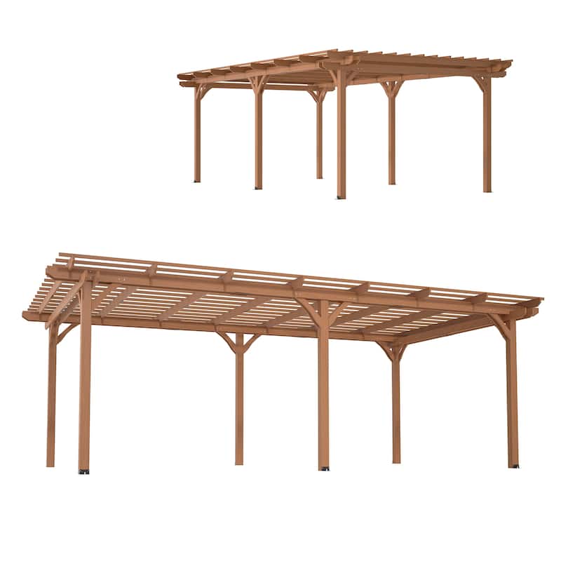 12' x 16' Outdoor Gazebo Wooden Grape pergola for Climbing Plant Support, Garden, Terrace, Backyard, Deck, Brown
