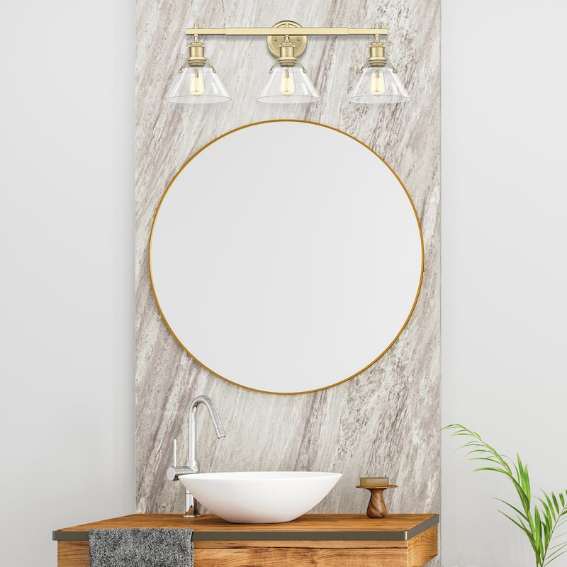 Yep by Golden Lighting Orwell 3-light Vanity in Brushed Champagne Brass and Clear Glass