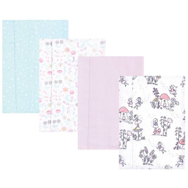 slide 1 of 1, Hudson Baby Infant Girl Cotton Flannel Burp Cloths, Garden Fairies, One Size - Garden Fairies 4 Pack - One Size One Size - Garden Fairies 4 Pack