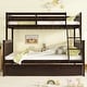 preview thumbnail 1 of 25, Twin Over Full Bunk Kids Bed Frame with Trundle, Detachable & Convertible Bed with Reversible Ladder & Guardrail, Espresso Espresso