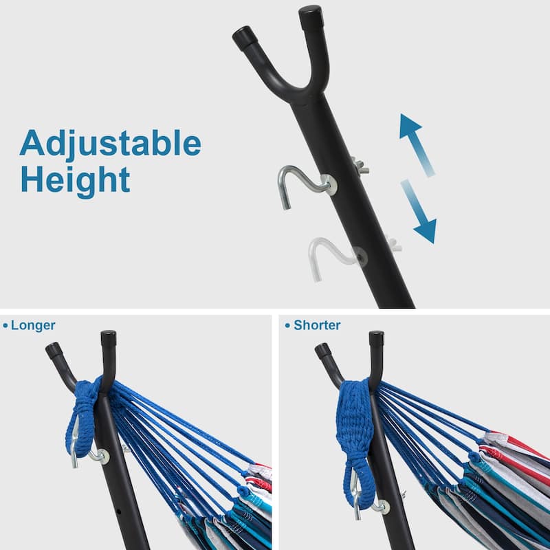 9.35 ft. 2-Person Brazilian-Style Foldable and Portable Outdoor Hammock Bed with Stand Set - 112.2 in.* 44.1 in. *40.9 in.