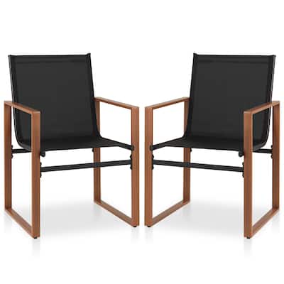 Gymax 2 PCS Outdoor Dining Chairs Patio Furniture Chair w/ Breathable
