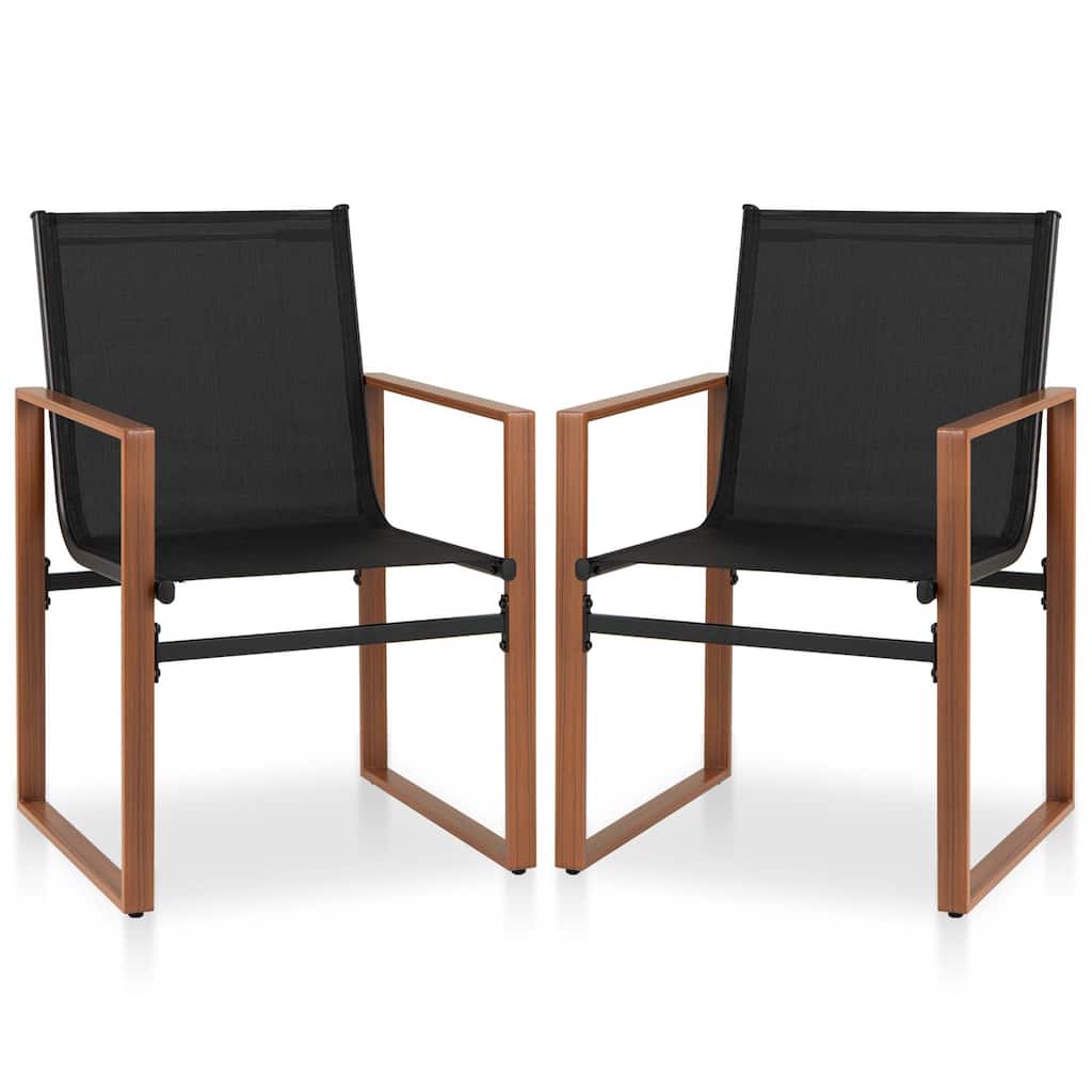 Gymax 2 PCS Outdoor Dining Chairs Patio Furniture Chair w/ Breathable