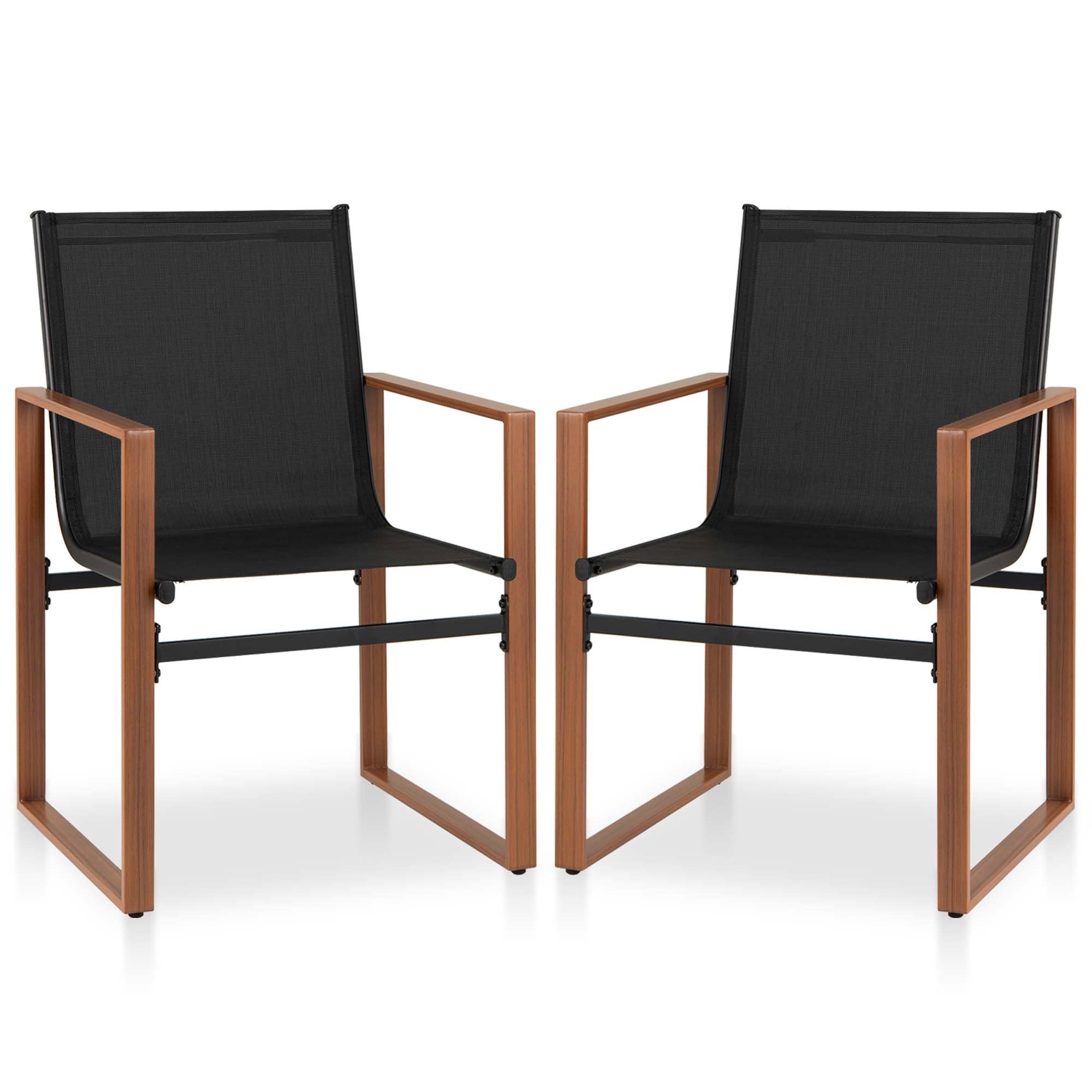Gymax 2 PCS Outdoor Dining Chairs Patio Furniture Chair w/ Breathable