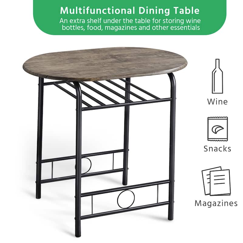 Yaheetech Modern Round Dining Table Set, 3 Piece Dining Room Sets for Kitchens, Apartments