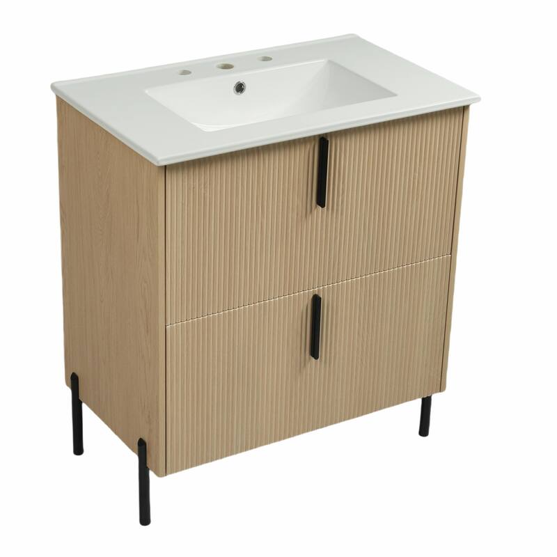30" Bathroom Vanity with Ceramic Sink - Cabinet with Full-Extension Drawers