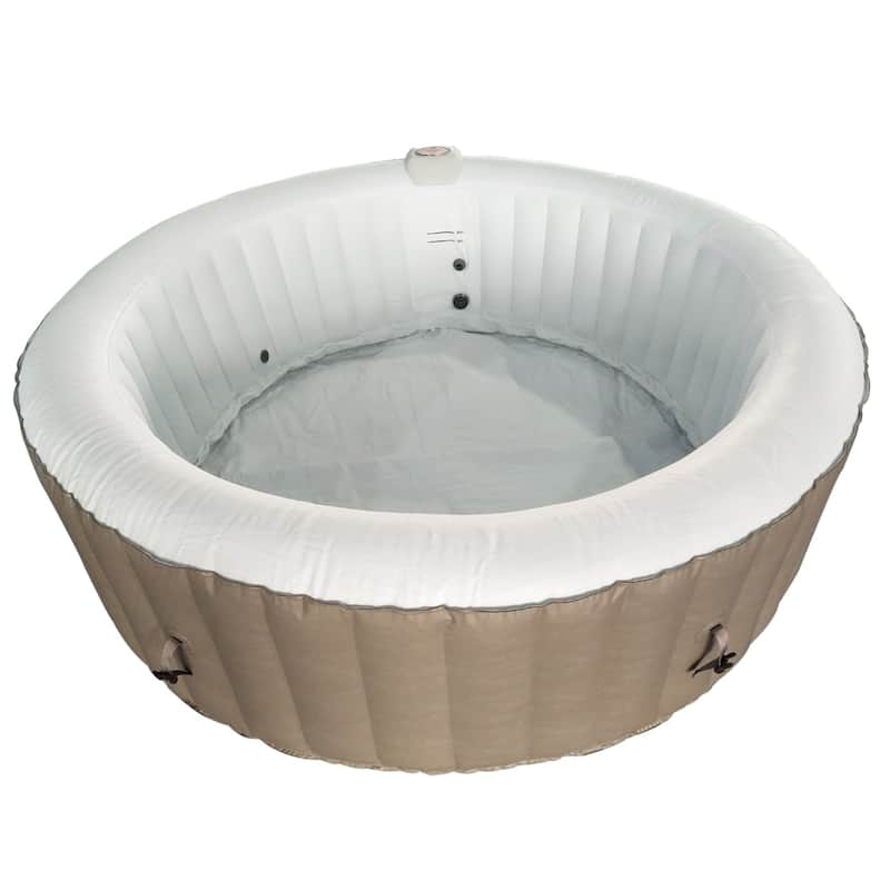 ALEKO Round Inflatable Hot Tub With Cover 6 Person Brown and White
