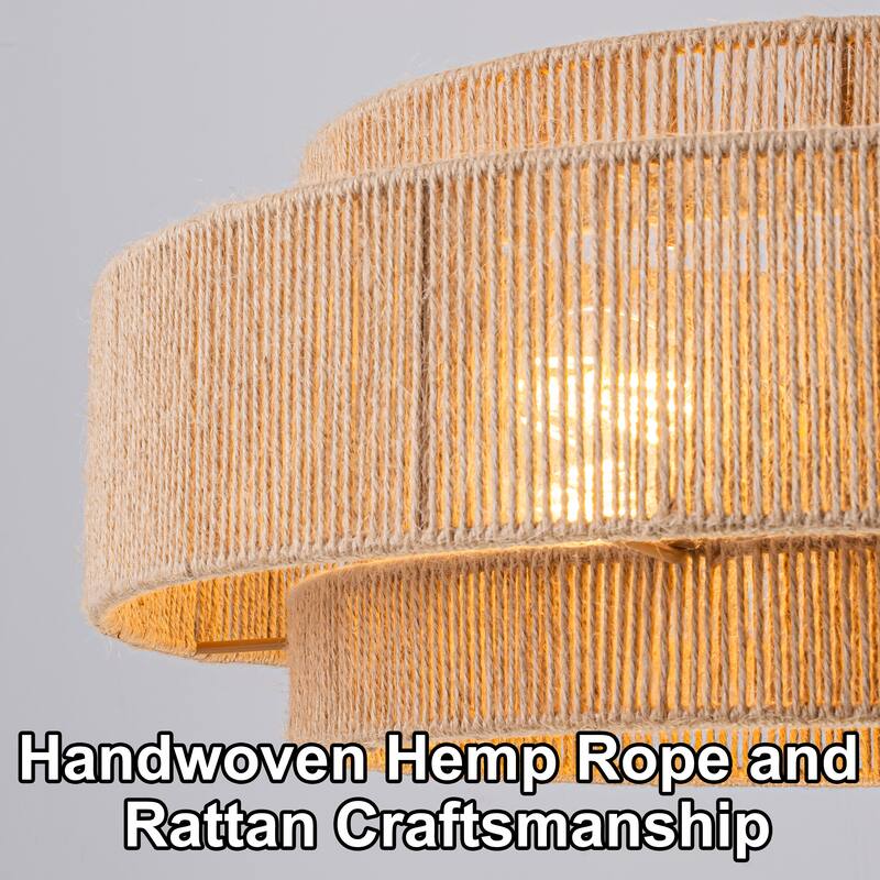 Starsky 4-light Rattan Hand-Woven Hemp Rope Chandelier
