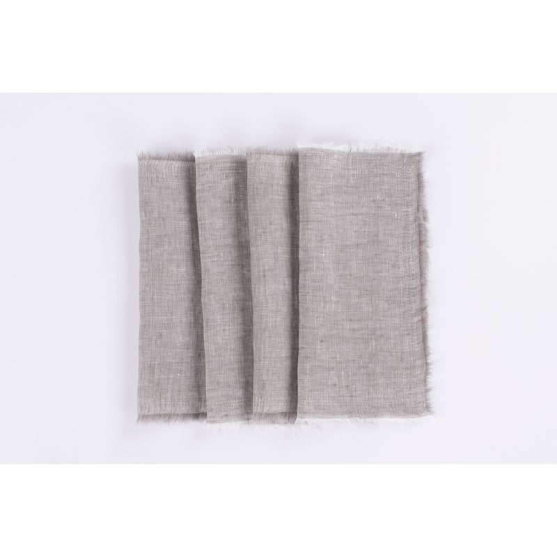 Brighton Linen Cocktail Napkin Set (Set of 4) - Grey Chambray