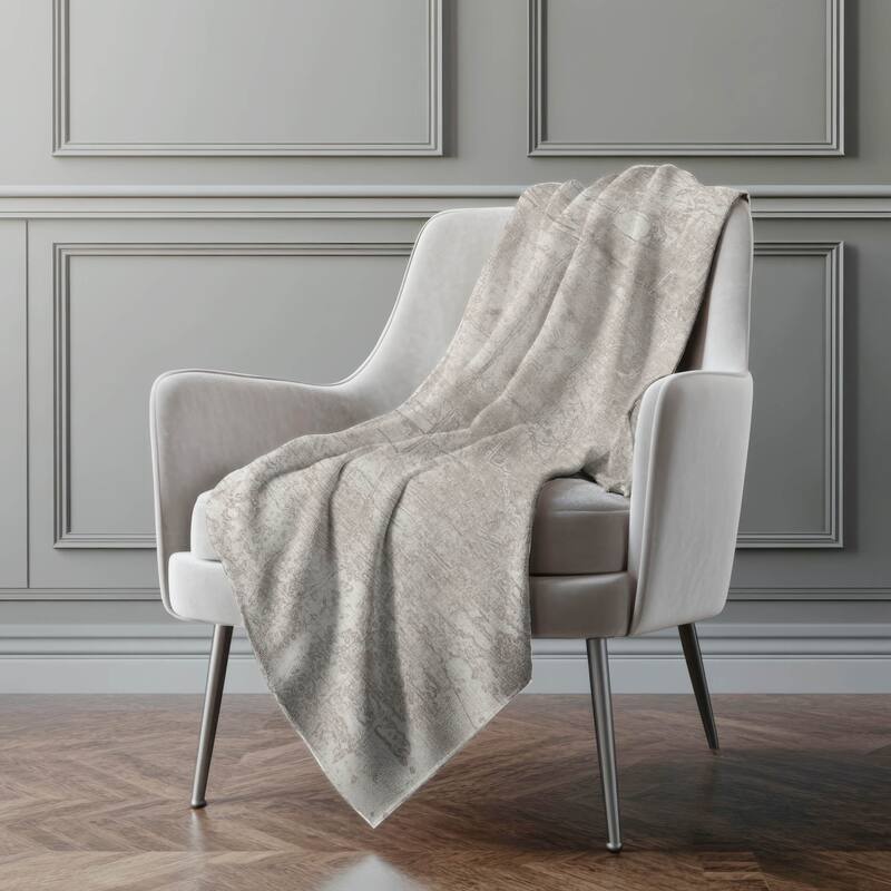 Premium Machine Washable Solid Imprints Sherpa Throw Blanket - Ivory - 4'2" x 5'10"
