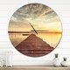 preview thumbnail 9 of 8, Designart 'Sea Pier under Beautiful Cloudscape' Oversized Coastal Wall CLock