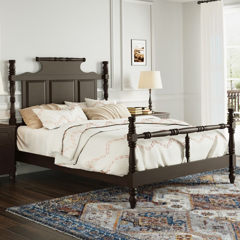 Wood Platform Bed Vintage Four Poster Platform Bed wCrown Headboard
