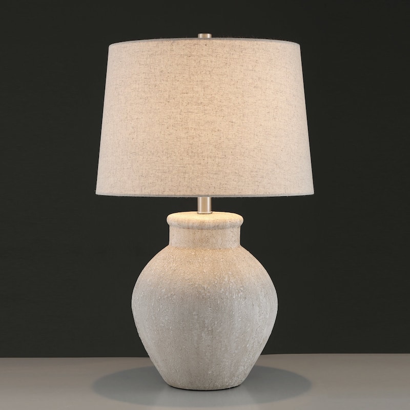 Acroma Avgust 24.25" Ceramic Table Lamp with Fabric Linen Shade