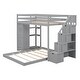 preview thumbnail 12 of 30, Twin Over Full Bunk Bed with 3-Layer Shelves, Drawers, Storage Stairs, Space-Saving, Multi-Functional Design, Grey