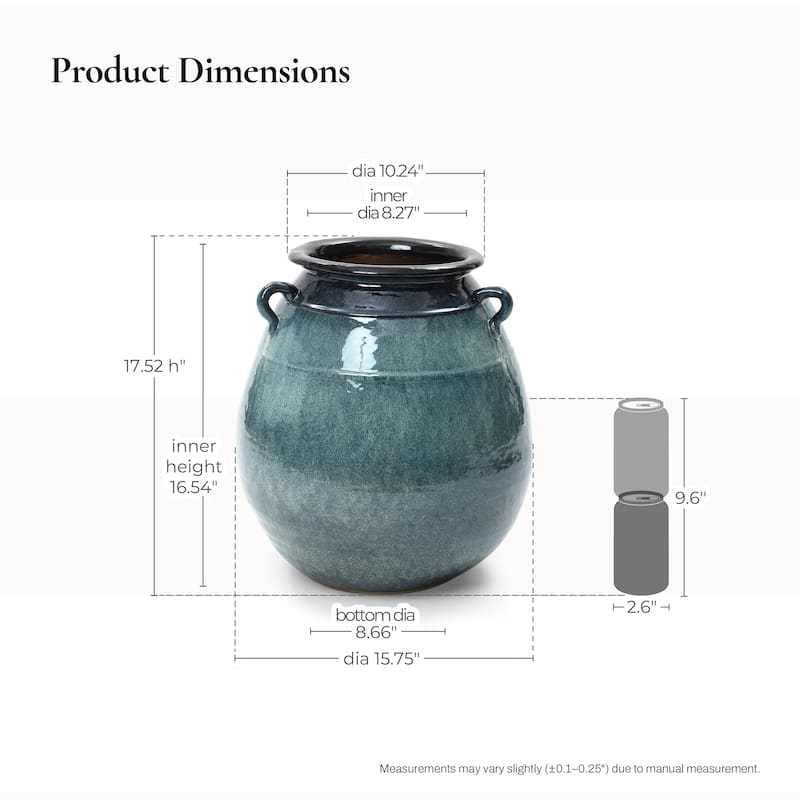 Rippled Blue with Brown Round Ceramic Vase, Home Decor Tabletop & Floor Accent