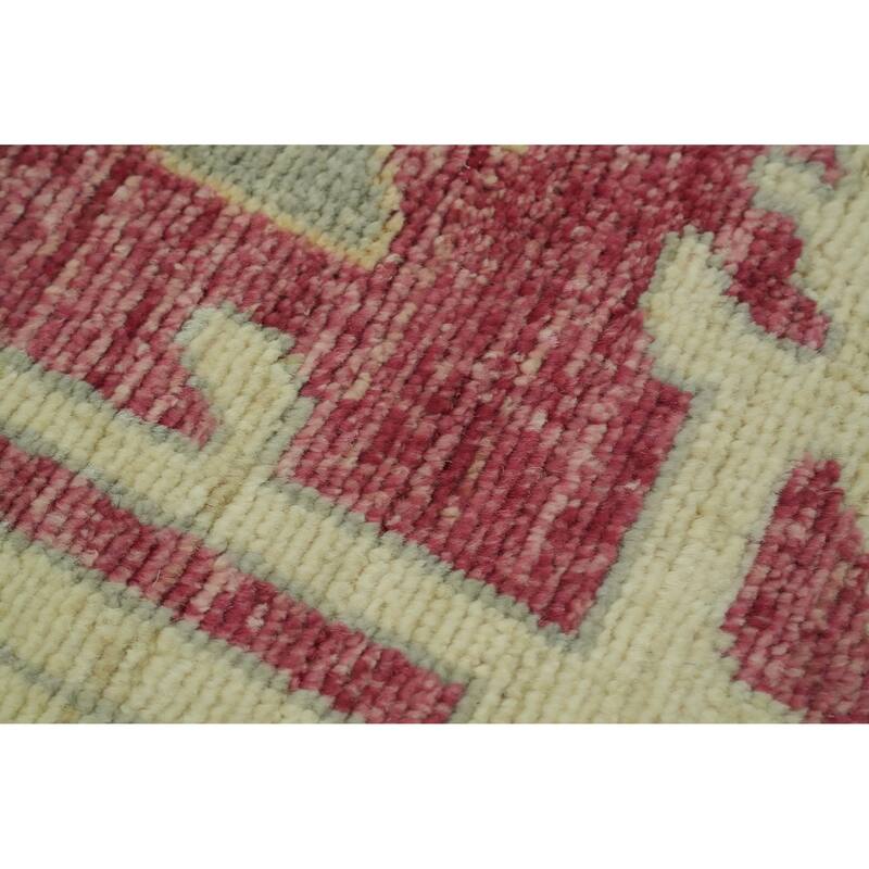 Handmade Wool Oushak Turkish Area Rug, Medallion Geometric Carpet - 11' 9'' X 9' 2''