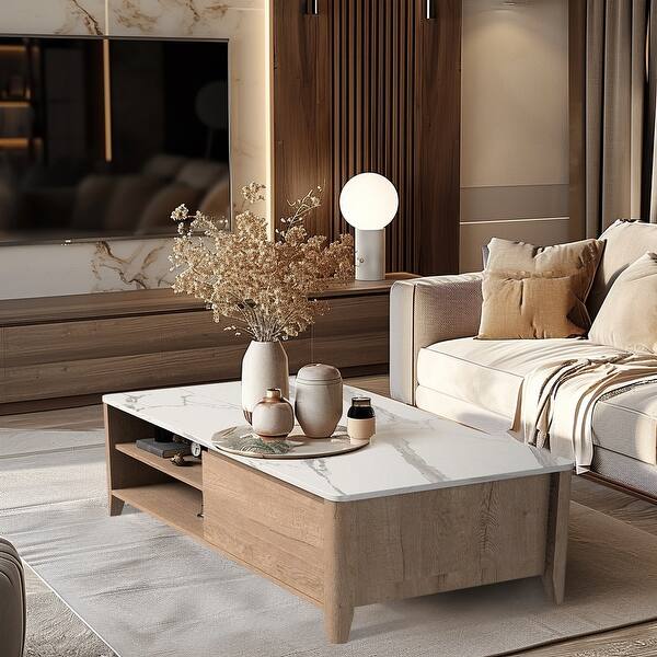 tobacco brown coffee table Roanoke Open through detailing at each corner shows off the structure Jensen Coffee Table