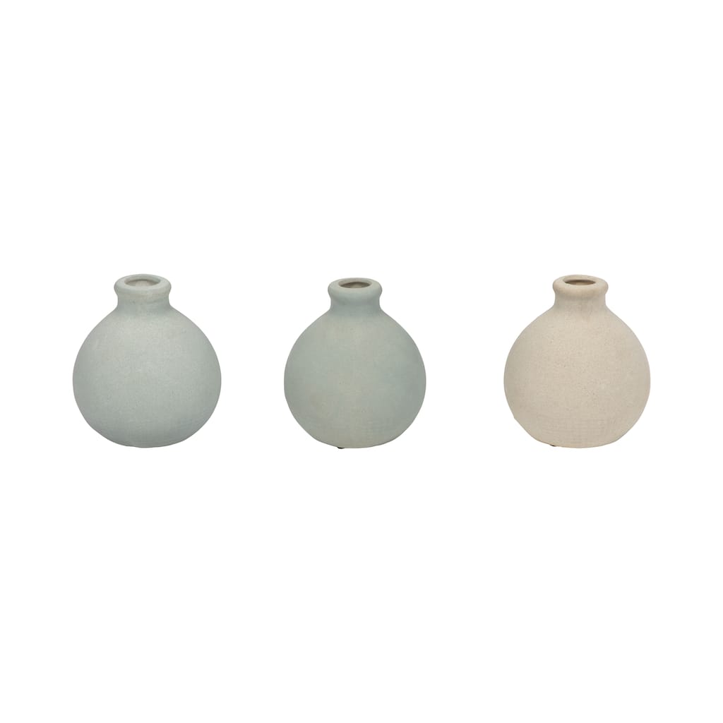 Sagebrook Home Clay Bud Vases, Multi-toned 5" Decor, Set of 3
