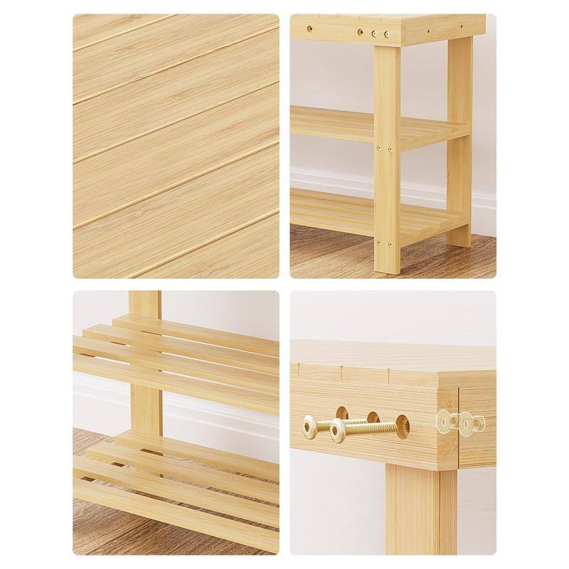 3 Tiers Entryway Shoe Storage Bench - 11.02"D x 41.33"W x 17.71"H