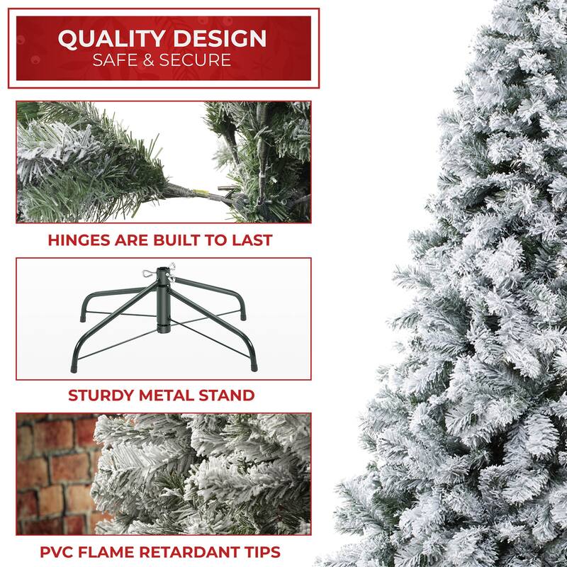 75ft Realistic SnowFlocked Pine Artificial Holiday Christmas Tree - 7.5 ft