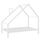 preview thumbnail 9 of 8, White Twin Size Metal House Platform Bed with Roof and Charming Chimney