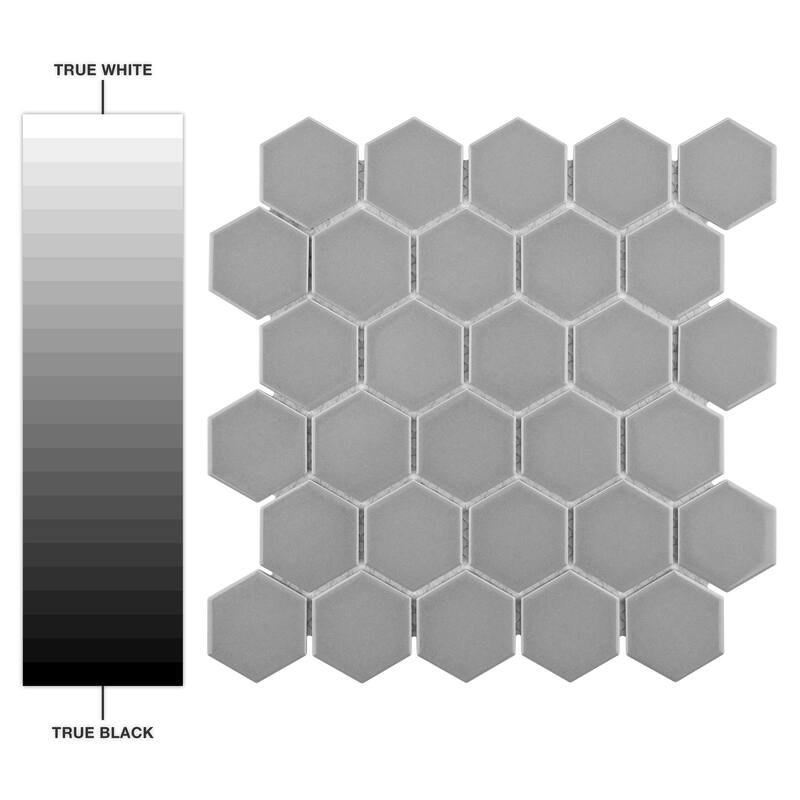 Merola Tile Metro 2" Hex Glossy Light Grey 11-1/8" x 12-5/8" Porcelain Mosaic Floor and Wall Tile