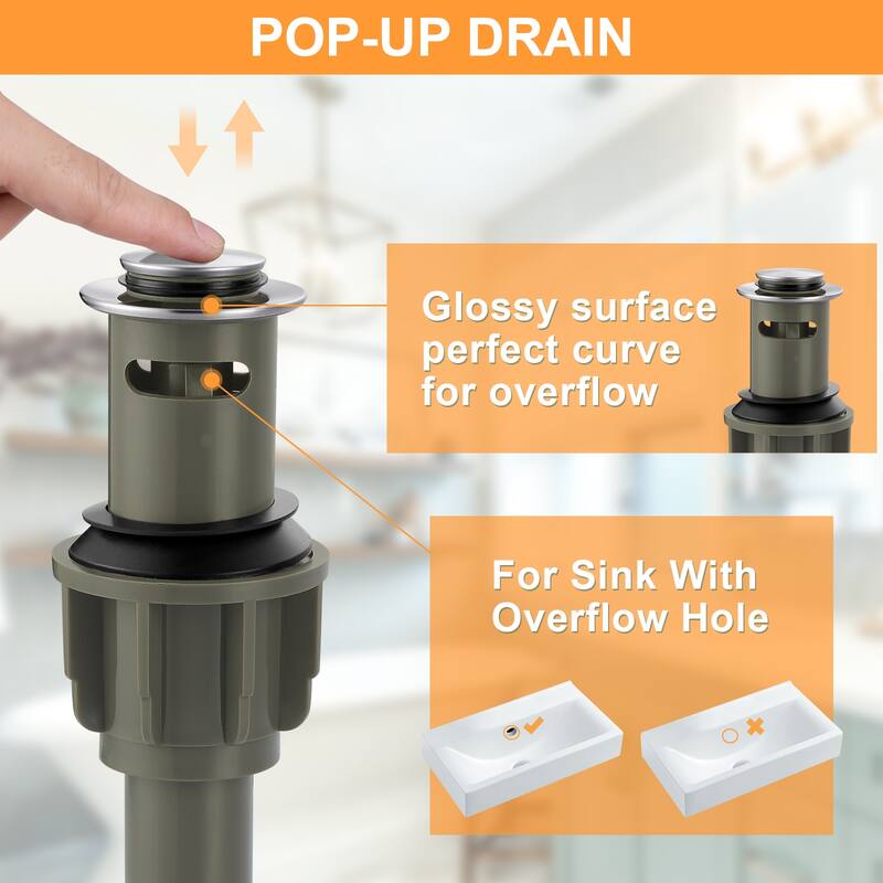 WOWOW 4 in. Centerset Double Handle Bathroom Faucet with Drain Kit