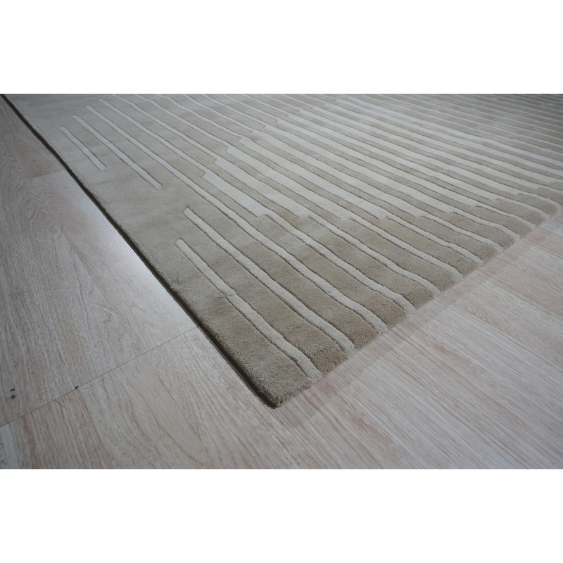 Beige Hand-Tufted Wool Modern Rug by EORC | Elegant and Luxurious Area