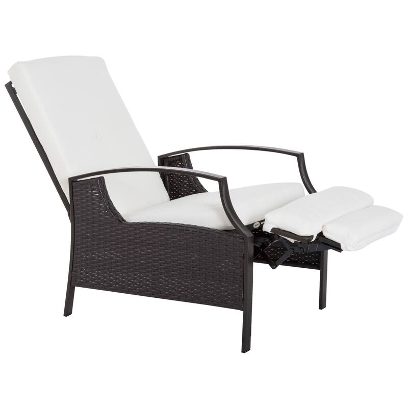 Outsunny Rattan Adjustable Recliner Chair with Hand-Woven All-Weather Wicker for Patio, Outdoor, Garden, Poolside