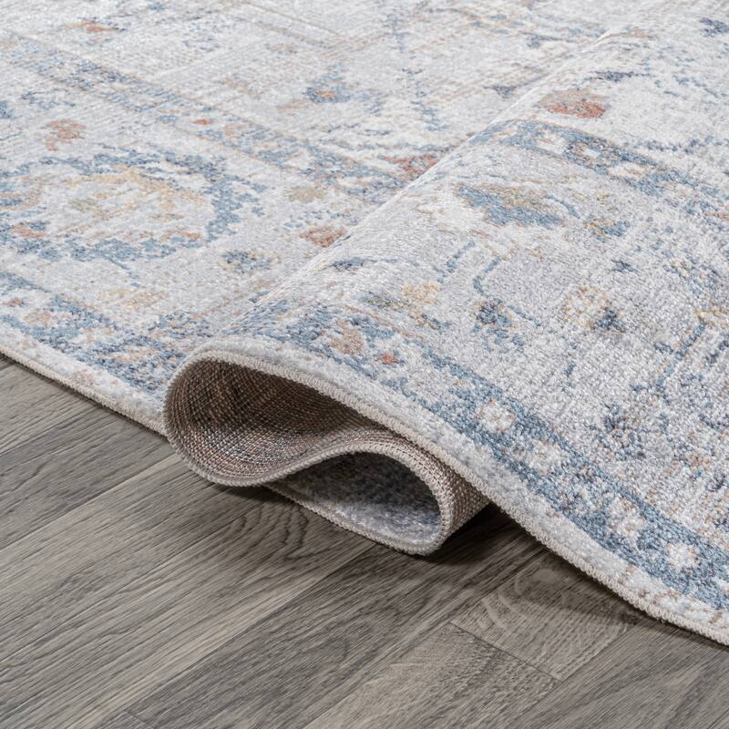 JONATHAN Y Amoeba Rustic Border Low-Pile Machine-Washable Area Rug