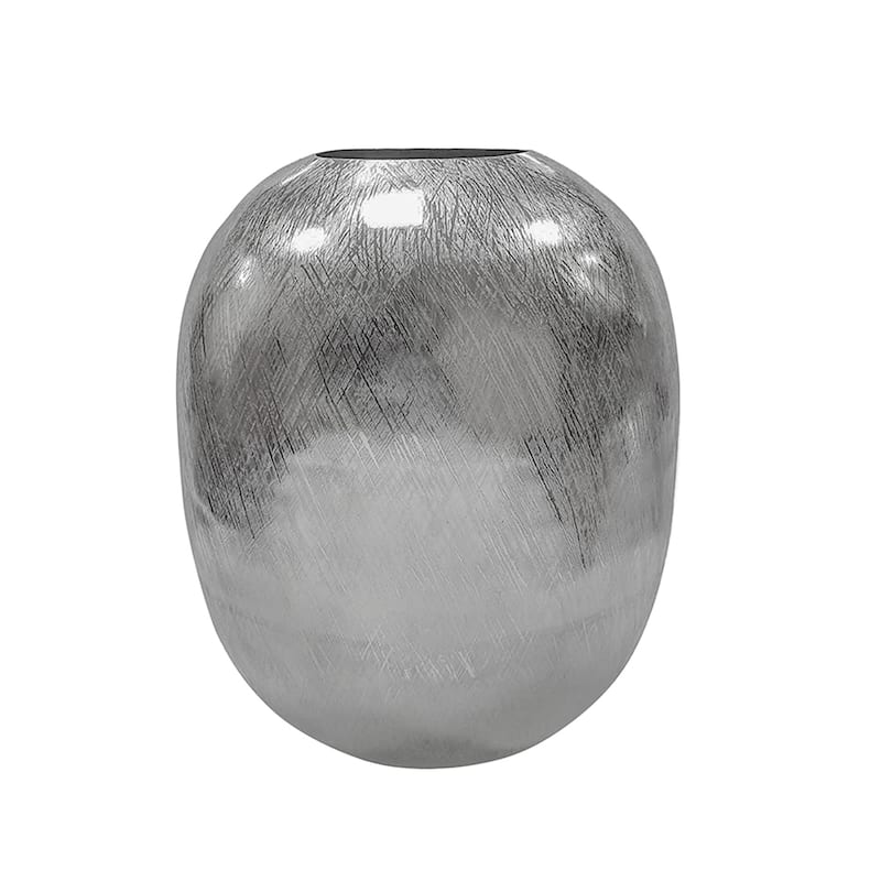 12.5x12.5x15" Aluminum Vase, Silver Streaks