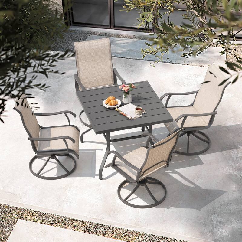 Patio 2-Piece Outdoor Textilene Dining Chairs with Smooth Swivel Design