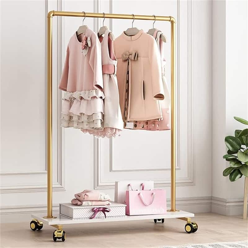 Metal Clothing Rack with Wood Shelf - 11.81"D x 37.4"W x 51.81"H