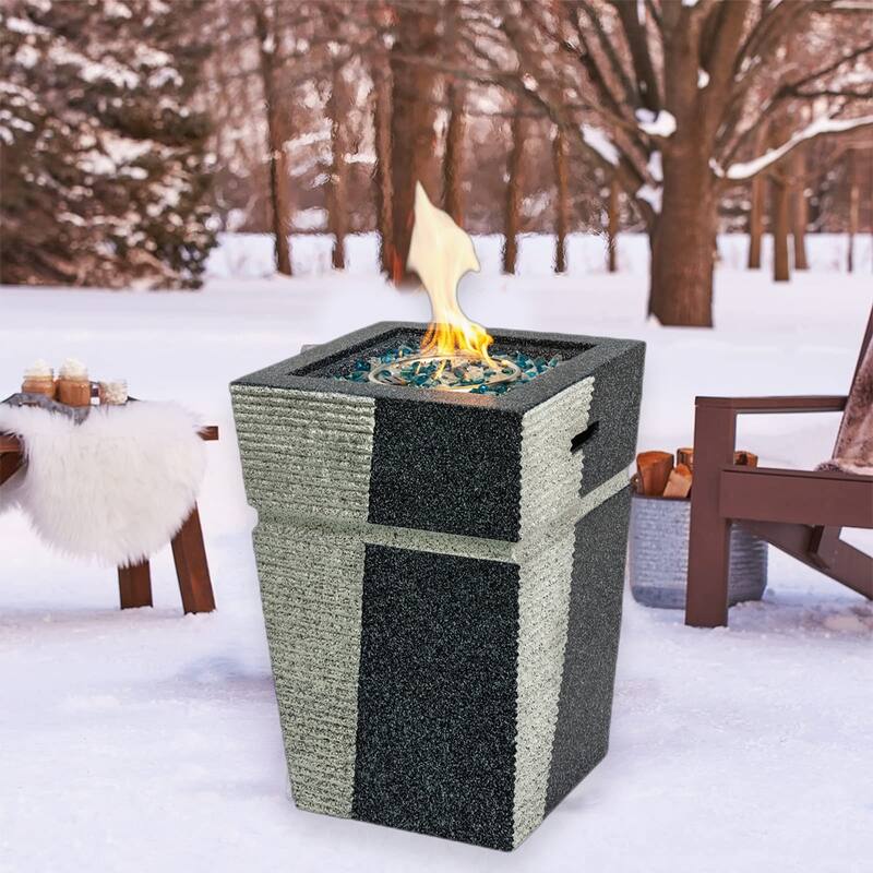 Outdoor Propane Gas Concrete Fire Pit Column 50000 BTU Rain Cover - 29”H