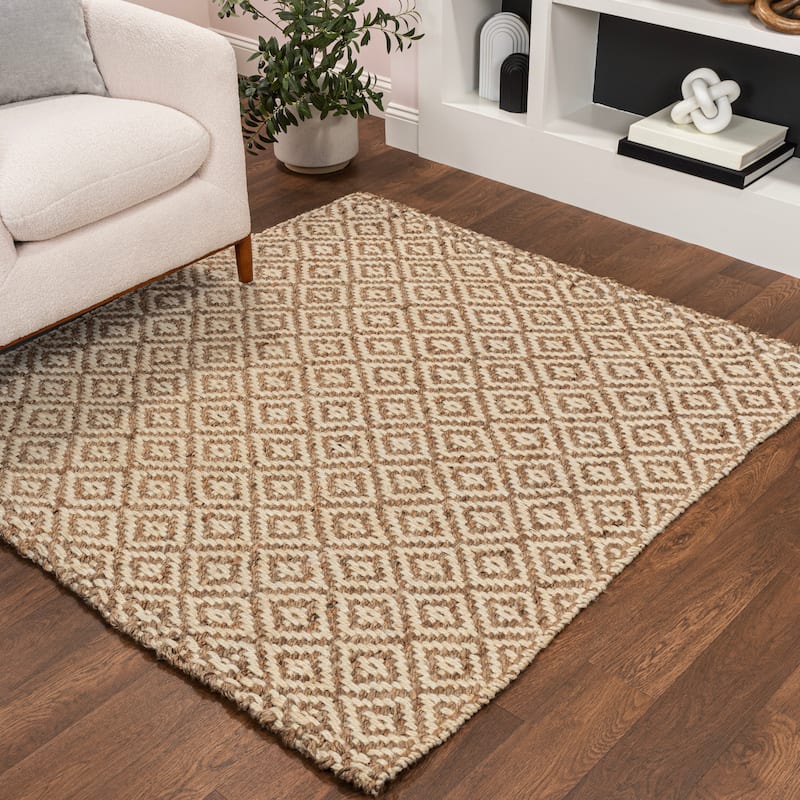 JONATHAN Y Espina Hand Woven Diamond Chunky Jute Area Rug