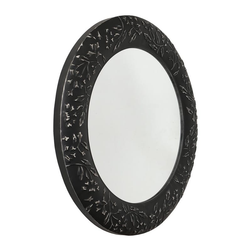 Verdant Bloom Floral Wood Farmhouse Wall Mirror - 31.5"H x 31.5"W x 2"D